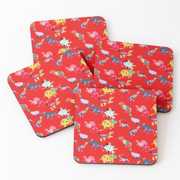 Item preview, Colorful Patchwork Dinosaurs Pattern Red Version designed and sold by Cora Gregory.