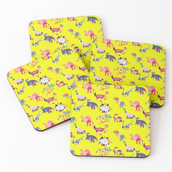 Item preview, Colorful Patchwork Dinosaurs Pattern Yellow Version designed and sold by Cora Gregory.