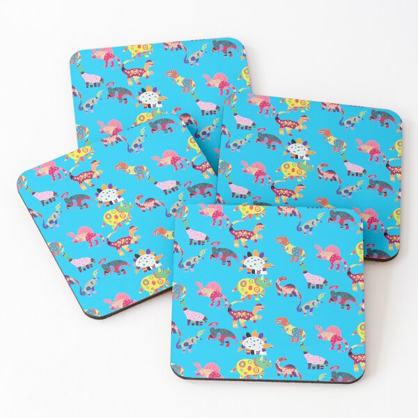 Item preview, Colorful Patchwork Dinosaurs Pattern Blue Version designed and sold by Cora Gregory.