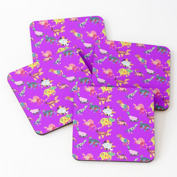 Item preview, Colorful Patchwork Dinosaurs Pattern Purple Version designed and sold by Cora Gregory.