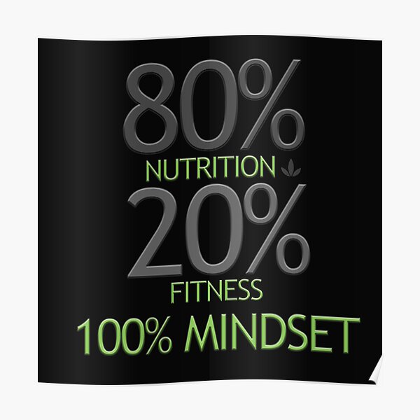 Es ist 80% Ernährung, 20% Fitness und 100% Mindset Wellness Swag Poster