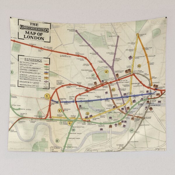 Item preview, London Undergound Map - Railways, 1911 designed and sold by nextstepdesigns.