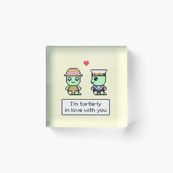 Item preview, Turtle-ly in Love with You Valentines Day Cute Kawaii Turtle Couple on a Date Pixel Art designed and sold by Pixe11y.