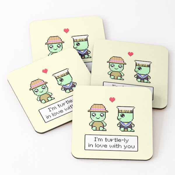 Item preview, Turtle-ly in Love with You Valentines Day Cute Kawaii Turtle Couple on a Date Pixel Art designed and sold by Pixe11y.