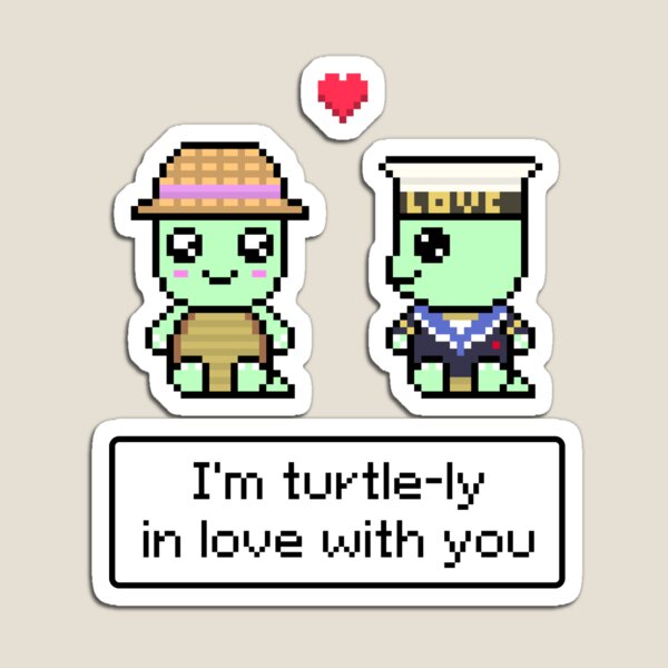 Item preview, Turtle-ly in Love with You Valentines Day Cute Kawaii Turtle Couple on a Date Pixel Art designed and sold by Pixe11y.