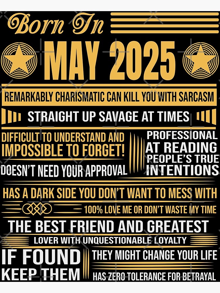 "Born In May 2025 Personality Characteristics" Poster by NameCloud