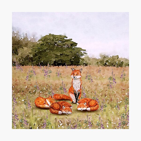 Item preview, Cute Fox Family - Mama and Baby Foxes Watercolor Art designed and sold by SeasonsChange-.