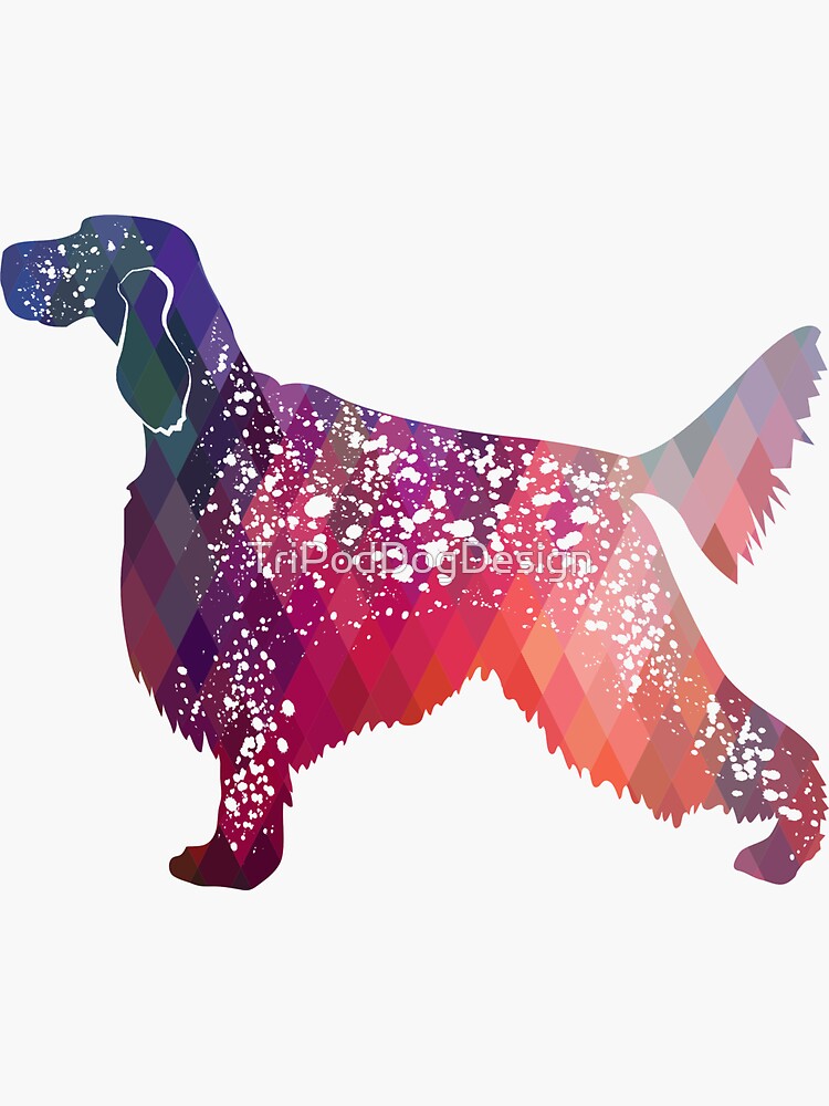 English Setter Dog Breed Geometric Pattern Silhouette -  Pink by TriPodDogDesign