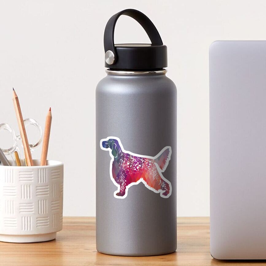 English Setter Dog Breed Geometric Pattern Silhouette - Pink Sticker