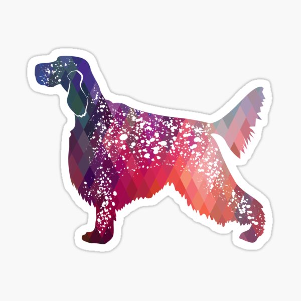 English Setter Dog Breed Geometric Pattern Silhouette - Pink Sticker