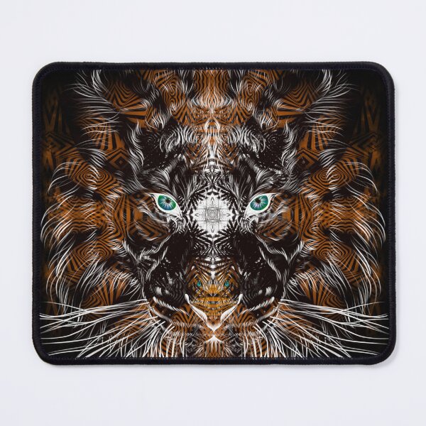Item preview, Primal Tiger Mandala  with Turtle face on Nose Optical Illusion Funky Print designed and sold by BadassBazaar.