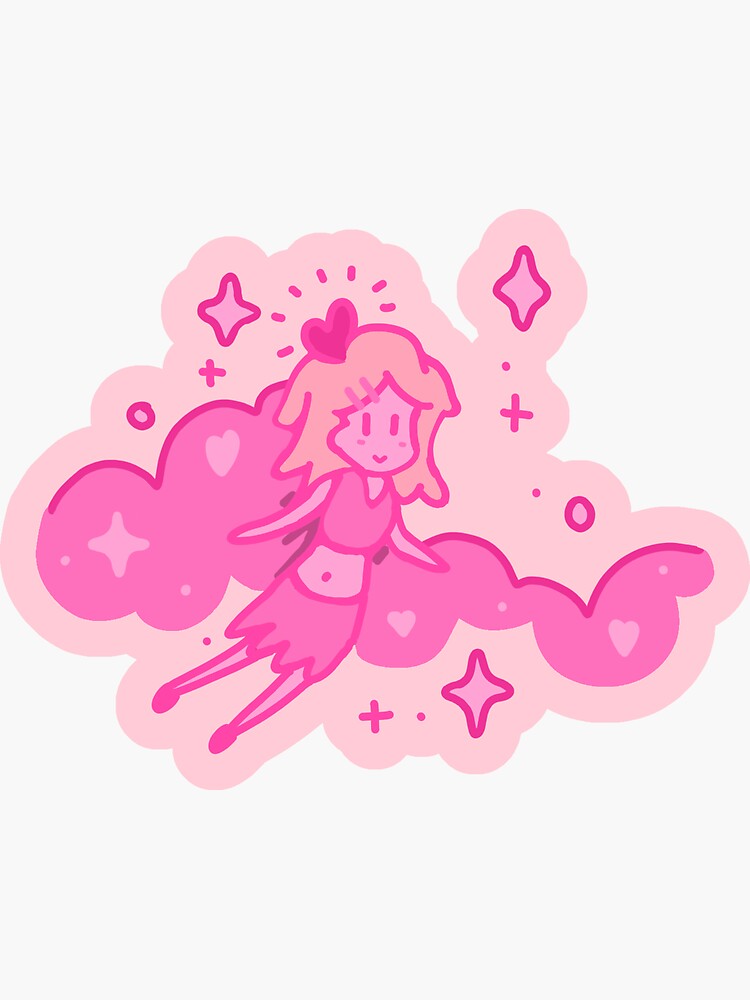 Thumbnail 3 of 3, Sticker, Cute Pastel Pink Floating Kawaii Girl designed and sold by RikaMegumi.