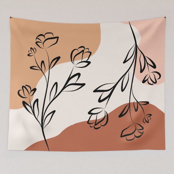 Artikelvorschau, Gezeichnete Blumen mit modernem abstraktem Hintergrund entworfen und verkauft von MarzStudio.