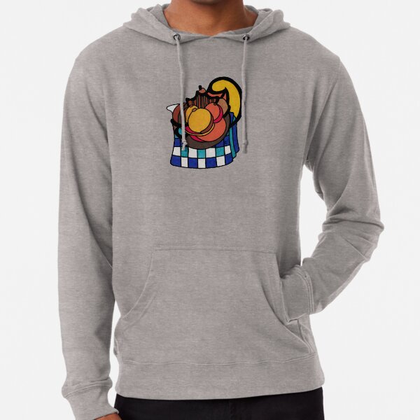 'Blue and White Checks' inspired by Gan Gogh's 'Still Life: Enamel Pot, Earthenware and Fruit' Lightweight Hoodie