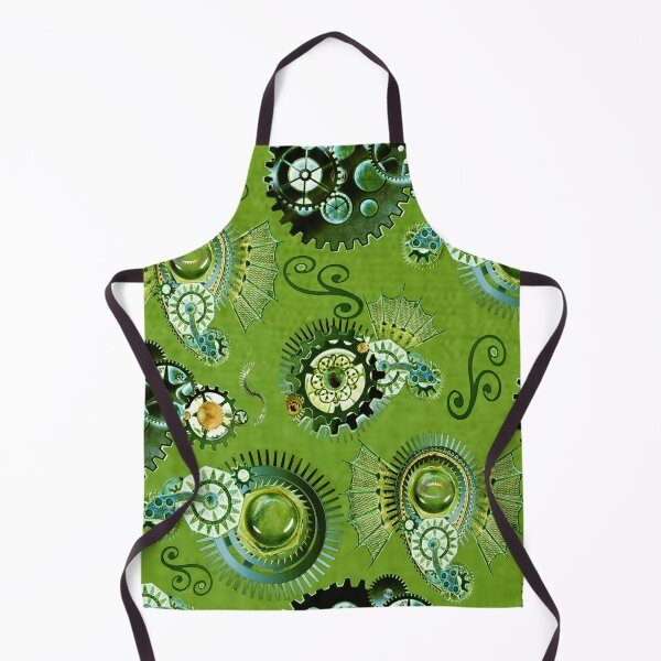 Item preview, gears, paisley, green, monochrome, surrealism, steampunk, trend year designed and sold by Maria Mihailova.