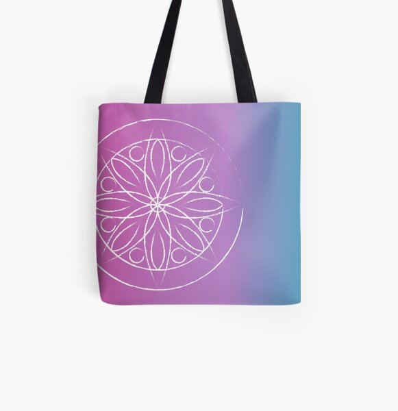 Mandala on fuschia and turquoise All Over Print Tote Bag