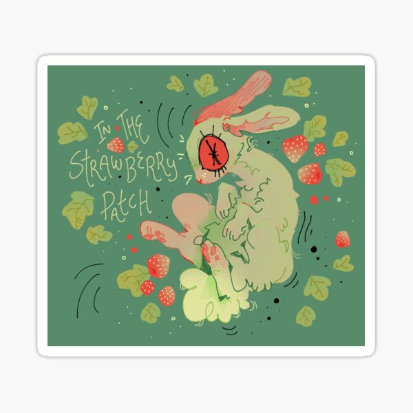 In the Strawberry Patch - Abstract Rabbit Sticker Sticker