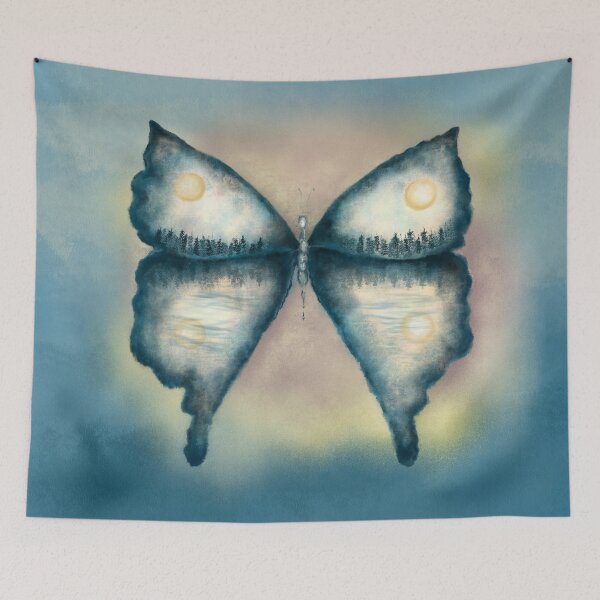 Item preview, Blue Butterfly sunrise- forest designed and sold by Inktown.