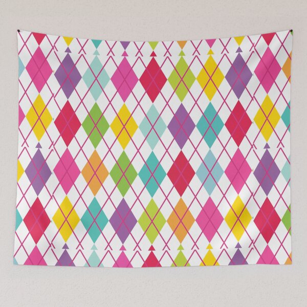 Item preview, Argyle Retro Vintage Print Purple Teal Lime Yellow Pink Punk Girly designed and sold by Shayna Westfall.