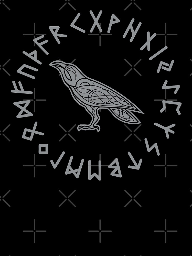 : Odin with Huginn and Muninn Raven Runes circle T-Shirt :  Clothing, Shoes & Jewelry