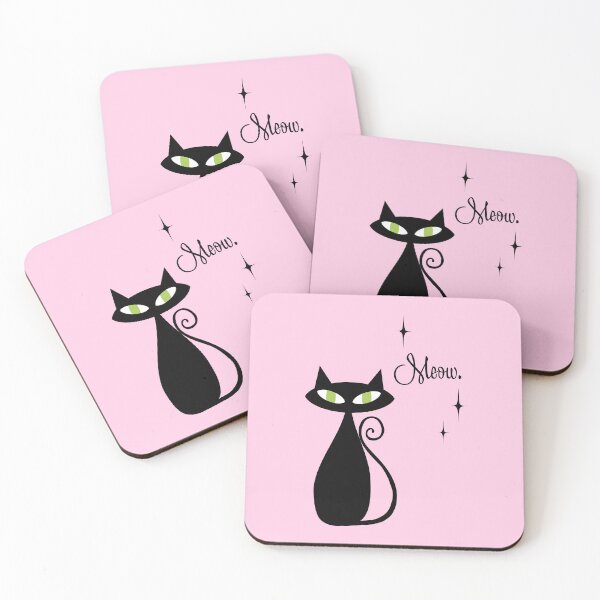 Item preview, Pink Atomic Cat Meow Mid-Century Modern, Valentine's Day designed and sold by Jenna McCarter Patchett.