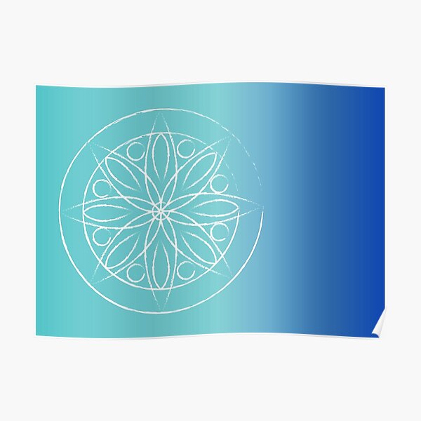 Mandala on blue Poster