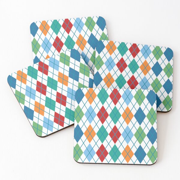Item preview, Argyle Retro Vintage Print Pattern Blue Green Red Orange Gold designed and sold by Shayna Westfall.
