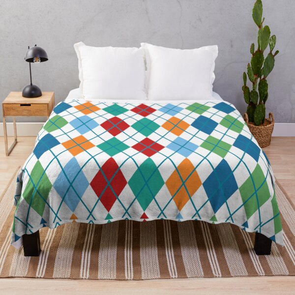 Item preview, Argyle Retro Vintage Print Pattern Blue Green Red Orange Gold designed and sold by Shayna Westfall.