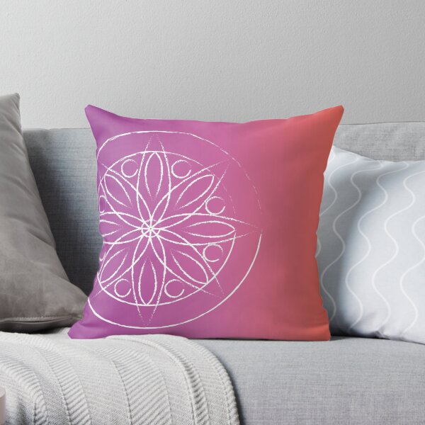 Mandala on fuschia and orange Throw Pillow