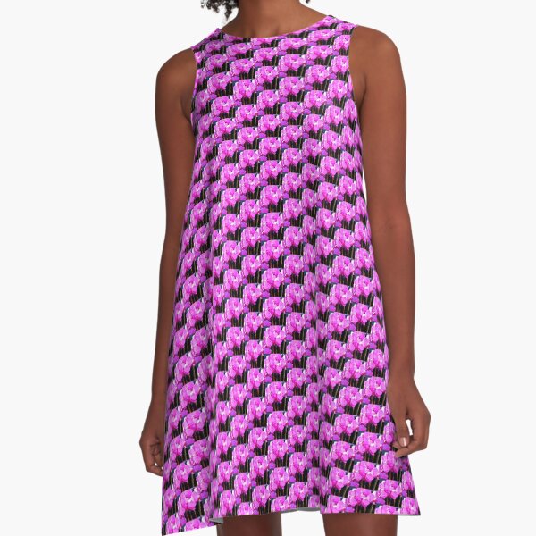 Rose Pink Orchids A-Line Dress