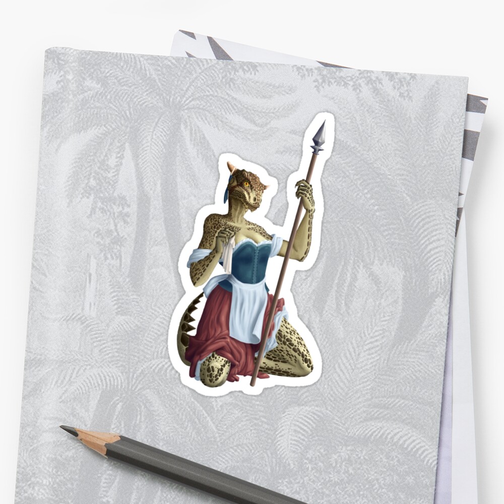 Lusty Argonian Maid Pinup Sticker By Weebitmuddled Redbubble