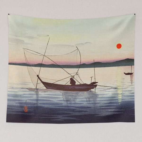 Item preview, Boats and setting sun by Ohara Koson designed and sold by RyanCaudell.