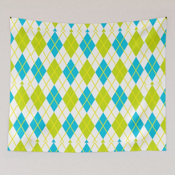 Item preview, Argyle Retro Vintage Print Pattern Blue Green White Punk Rock Girl designed and sold by Shayna Westfall.