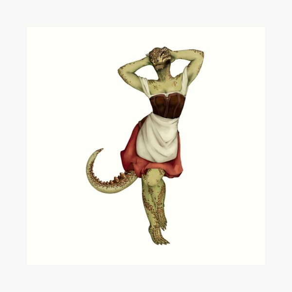 Lusty Argonian Maid Pinup Art Print For Sale By Weebitmuddled Redbubble