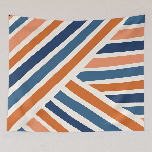 Item preview, Abstract Shapes 186 in Navy Blue and Orange Shades designed and sold by nineFlorals.