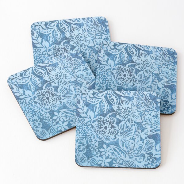 Item preview, Textured Indigo Batik Floral designed and sold by Leslie Rogers Todder.