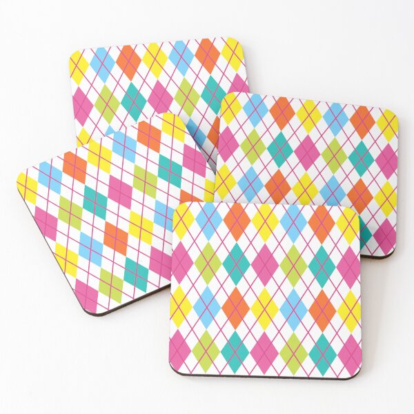 Item preview, Argyle Retro Vintage Print Pattern Pink Orange Blue Gold White Punk Rock Girl designed and sold by Shayna Westfall.