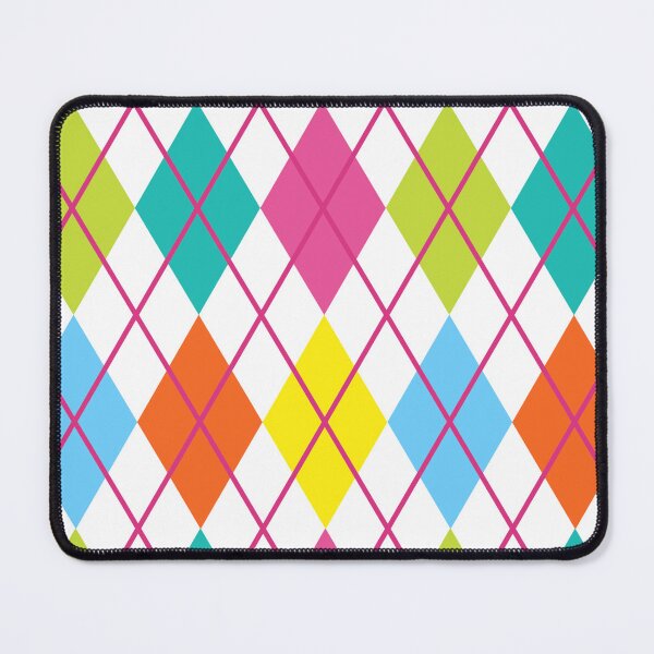 Item preview, Argyle Retro Vintage Print Pattern Pink Orange Blue Gold White Punk Rock Girl designed and sold by Shayna Westfall.
