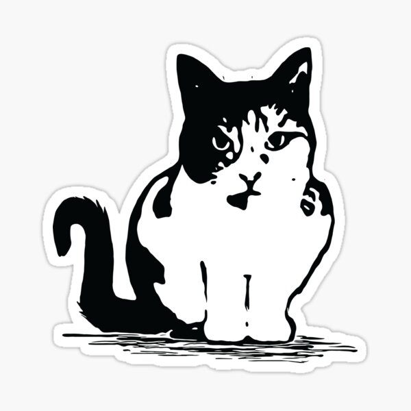 Pegatina «Linda ilustración de gato de alto contraste VRS2» de vivendulies  | Redbubble