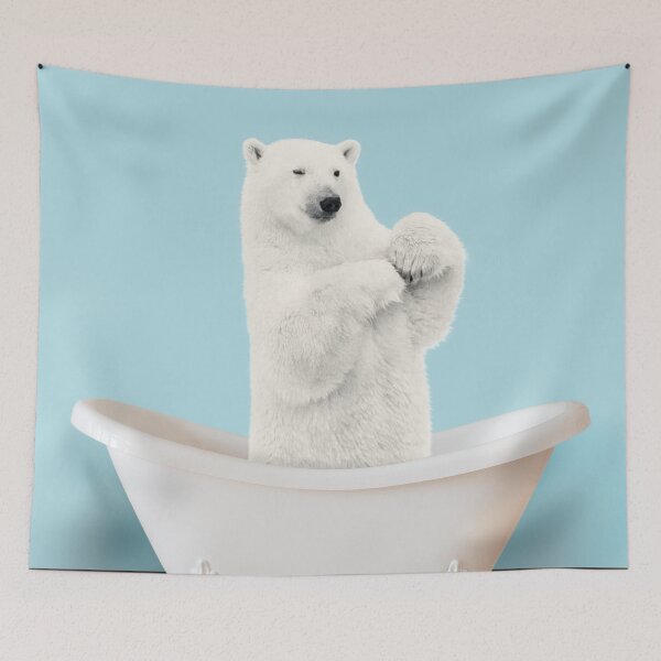Item preview, Playing polar bear in bathtub designed and sold by ESCAPZ.
