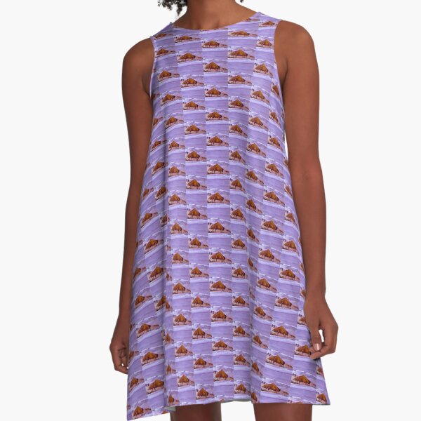 Purple Wind-n-Sea Hut A-Line Dress