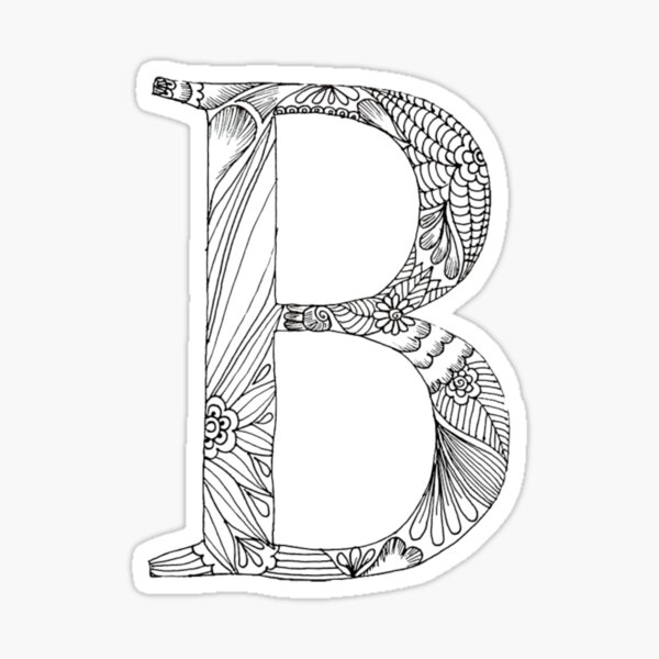 "Henna Alphabet B / Henna Letter B - Black Henna Line Art" Sticker For ...