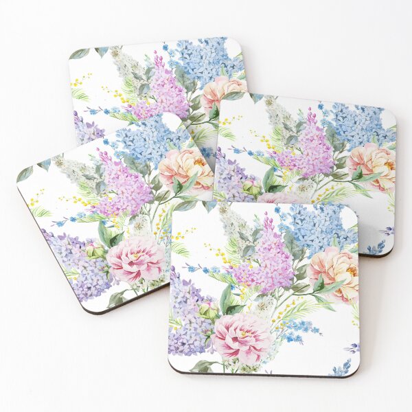 Item preview, hydrangeas all over print designed and sold by Spitfire July Doodles.