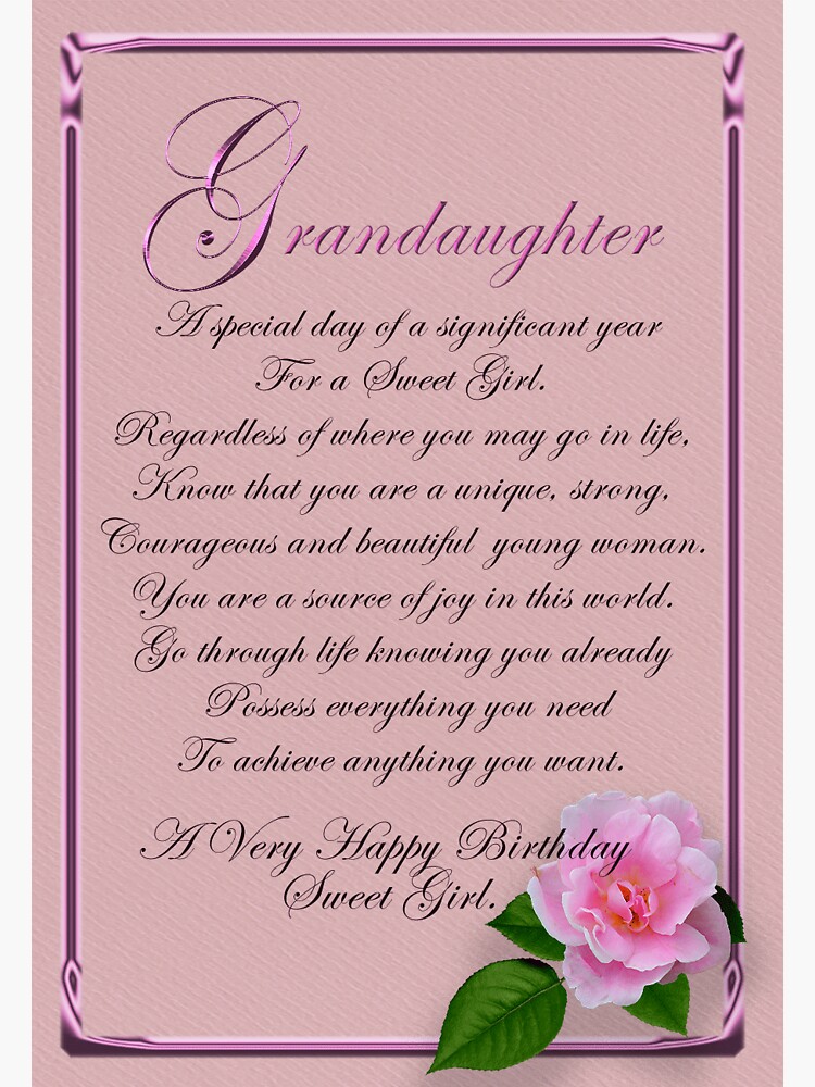 "Granddaughter Birthday" Sticker for Sale by TigerEyePhoto Redbubble