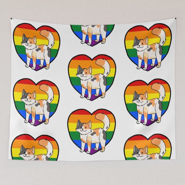 Item preview, LGBTQ Rainbow Pride Calico Cat designed and sold by Ambercat993.