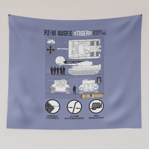 Item preview, Detailed infographic of PZ-VI Tiger (blue) designed and sold by FAawRay.
