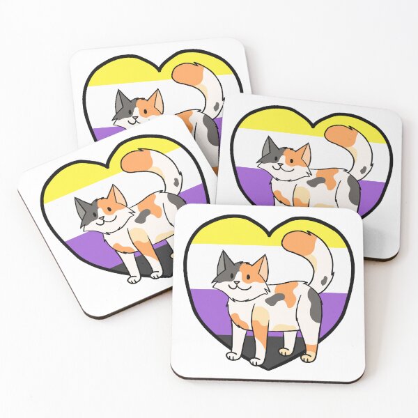 Item preview, LGBTQ Nonbinary Pride Calico Cat designed and sold by Ambercat993.