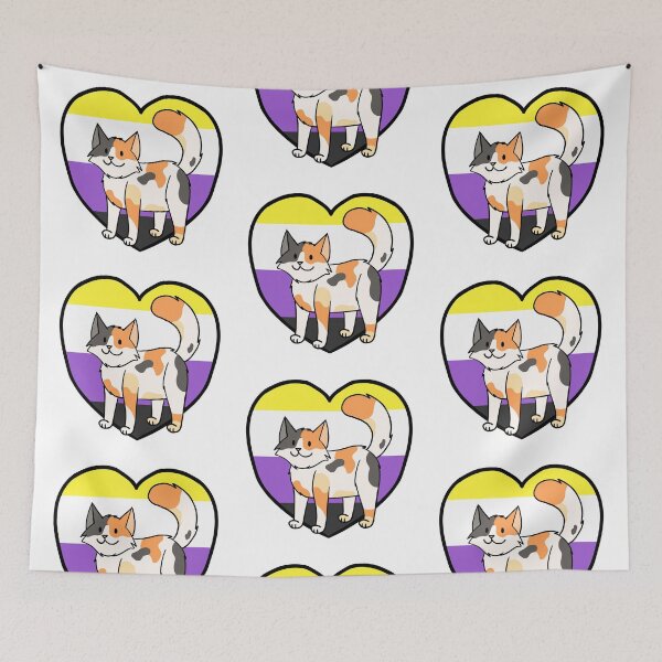 Item preview, LGBTQ Nonbinary Pride Calico Cat designed and sold by Ambercat993.