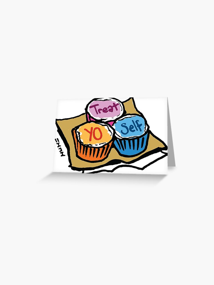 Thumbnail 1 of 2, Greeting Card, Treat Yo Self designed and sold by sketchNkustom.