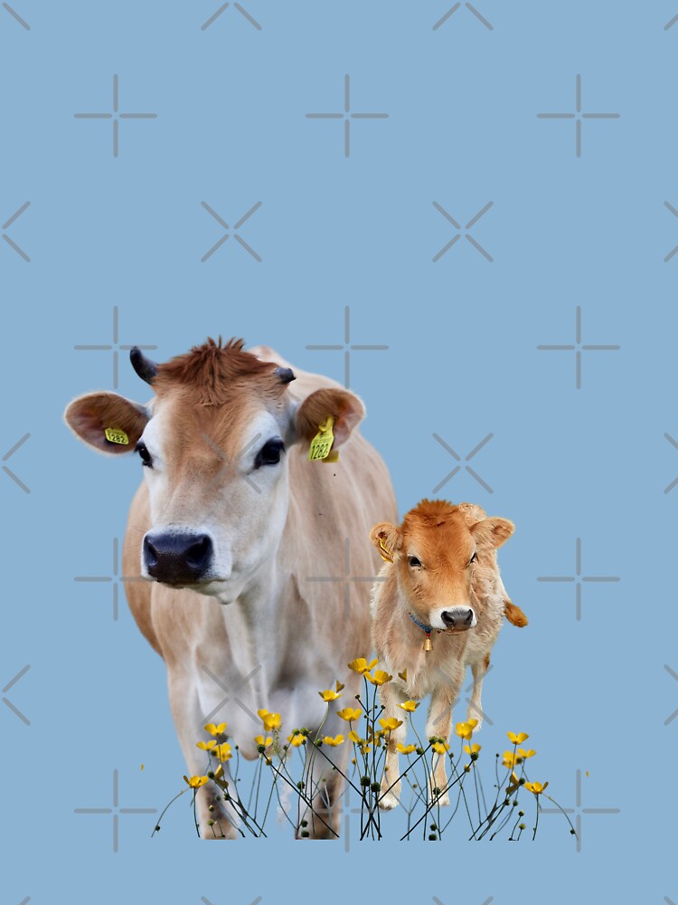 Mother and baby Cute jersey cow with buttercup flowers Kids T-Shirt for  Sale by ShereeDavinia